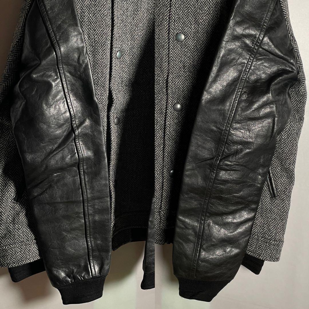 ミハラヤスヒロ　ハリスツイード　スタジャン　ヘリンボーン　牛革　M相当