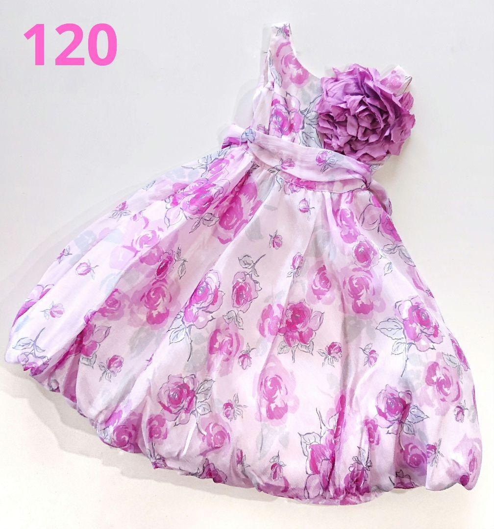 【mezzo piano】バラ柄 コサージュ付き ドレス メゾピアノ