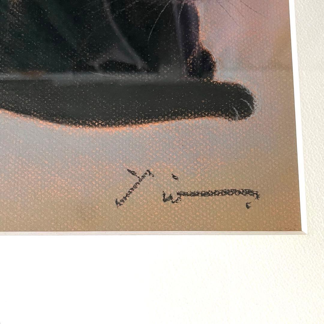 【 パステル画 】 小山洋子 ✴︎ 黒猫 ネコ 猫 ✴︎ サイン入り ✴︎ 額装