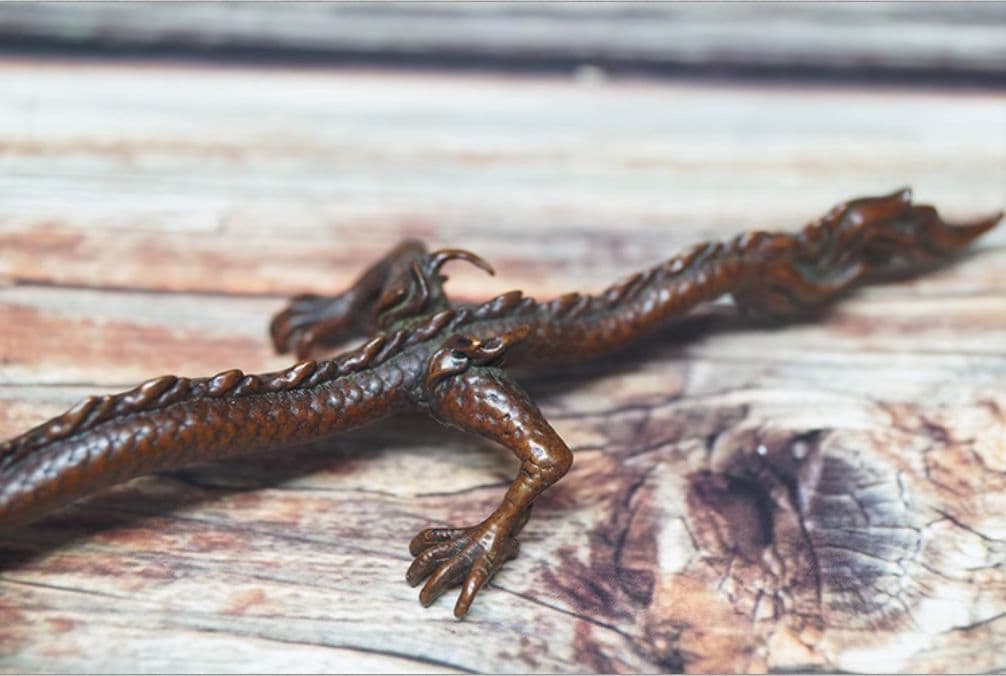 銅器 蘇工手作 竜筆架 筆棚 鎮紙 竜置物 茶寵 装飾品 工芸品 美術品 置物