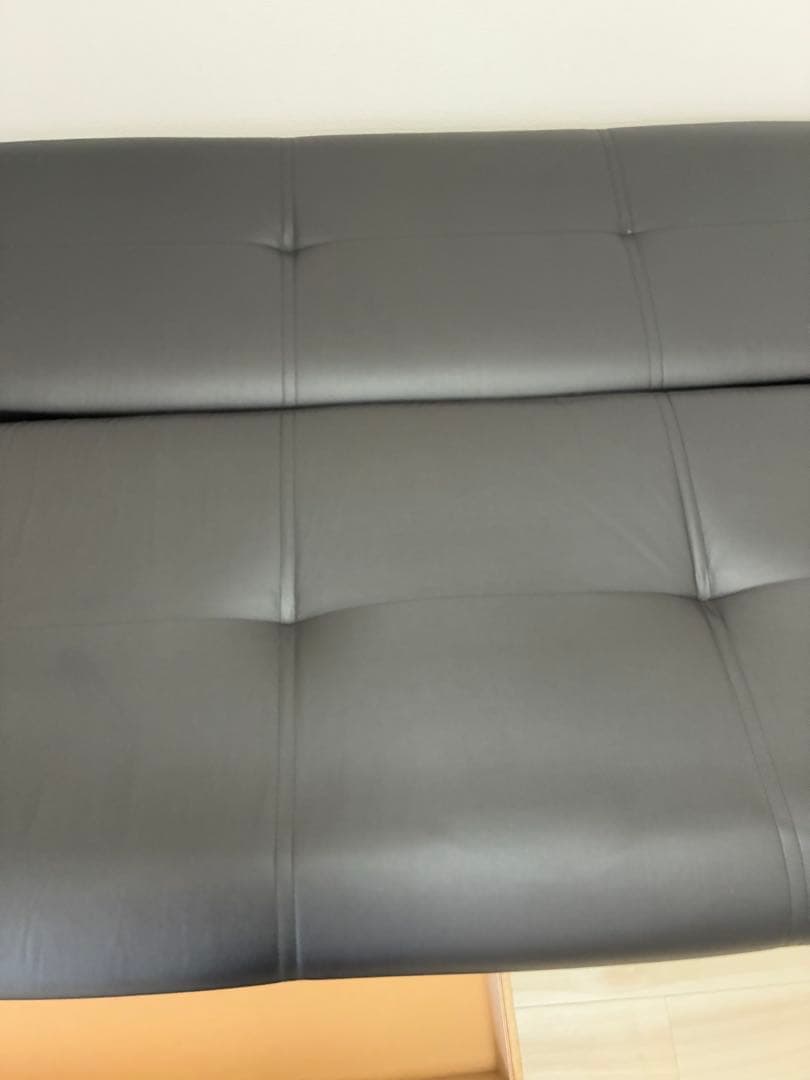 収納付きソファーベッド　シングル　ブラック　合皮