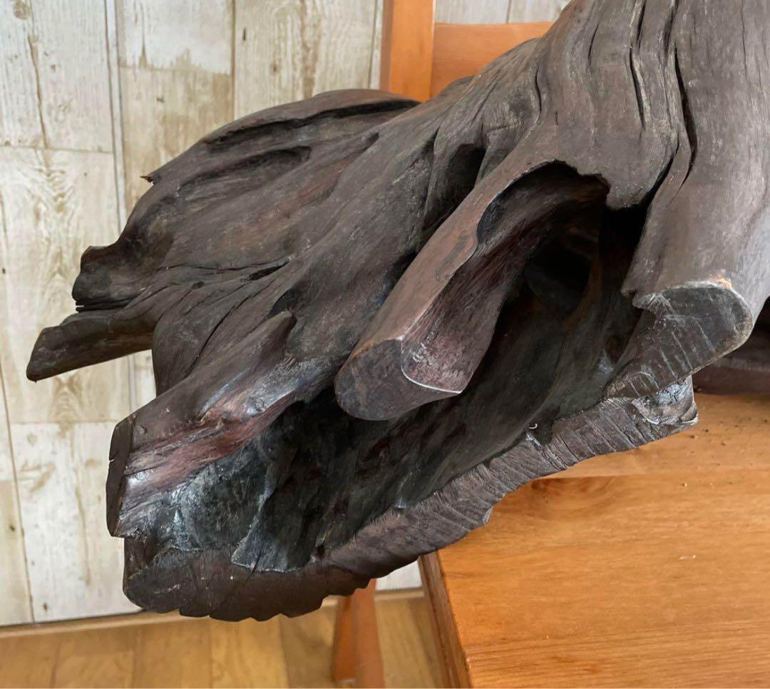 73cm 【大木　天然木　古根　オブジェ】古木　流線形