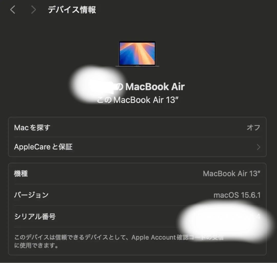 MacBook本体 M1 MacBook Air