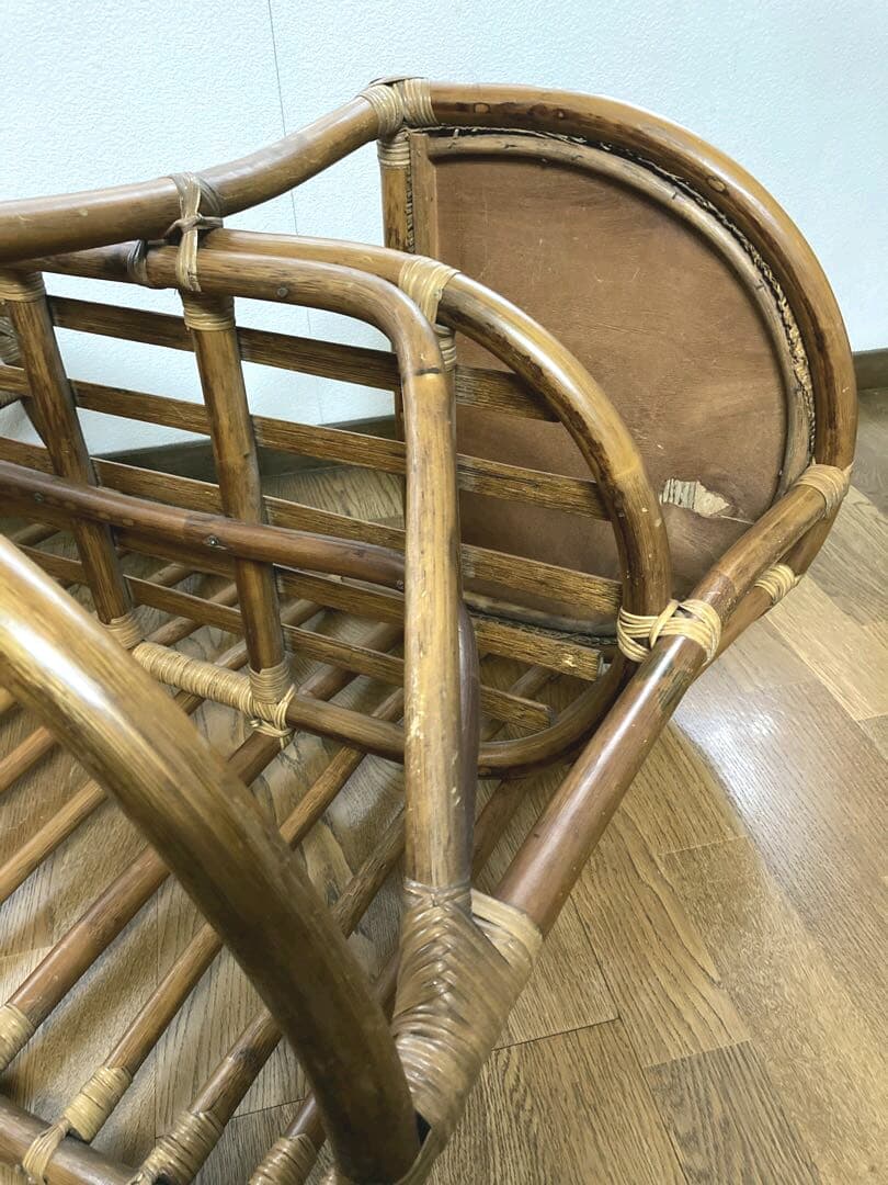 籐　ラタン　テレフォンチェア　椅子　テーブル　電話台　アンティーク　レトロ