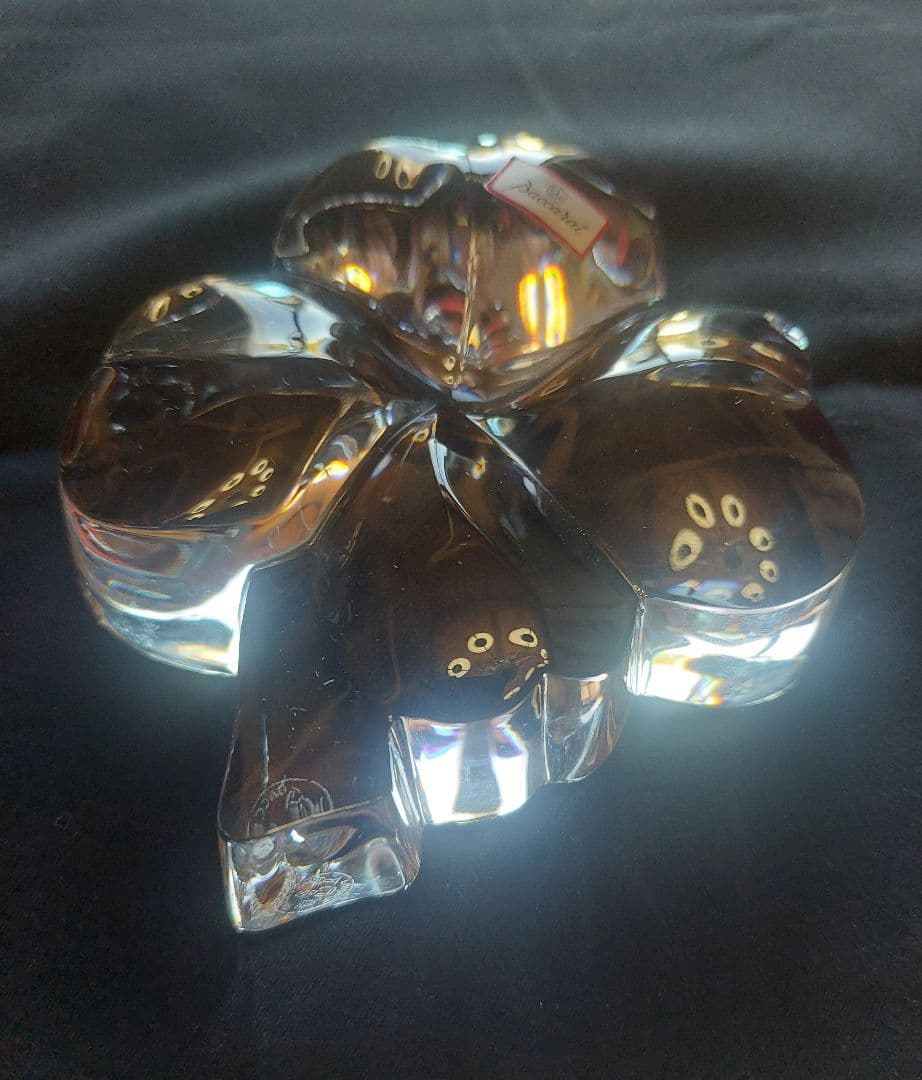 Baccarat　バカラ　置物　クローバー型置物　美品
