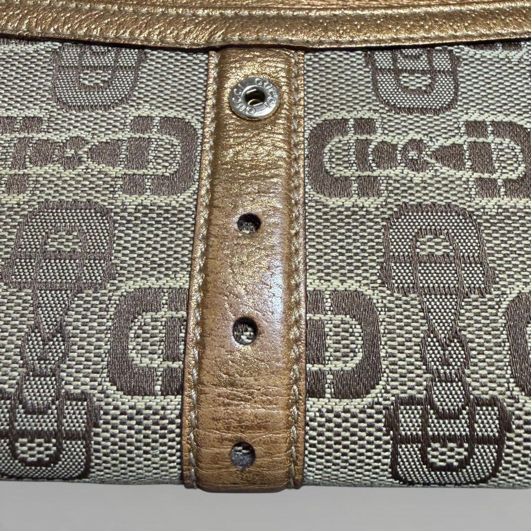 GUCCI グッチ 長財布 ホースビット ブラウン キャンバス ゴールドベルト