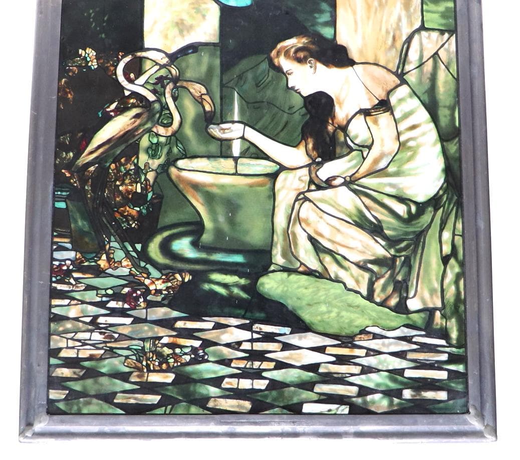ティファニー ヴィンテージステンドグラス フラミンゴと女性 グラスマスターズ
