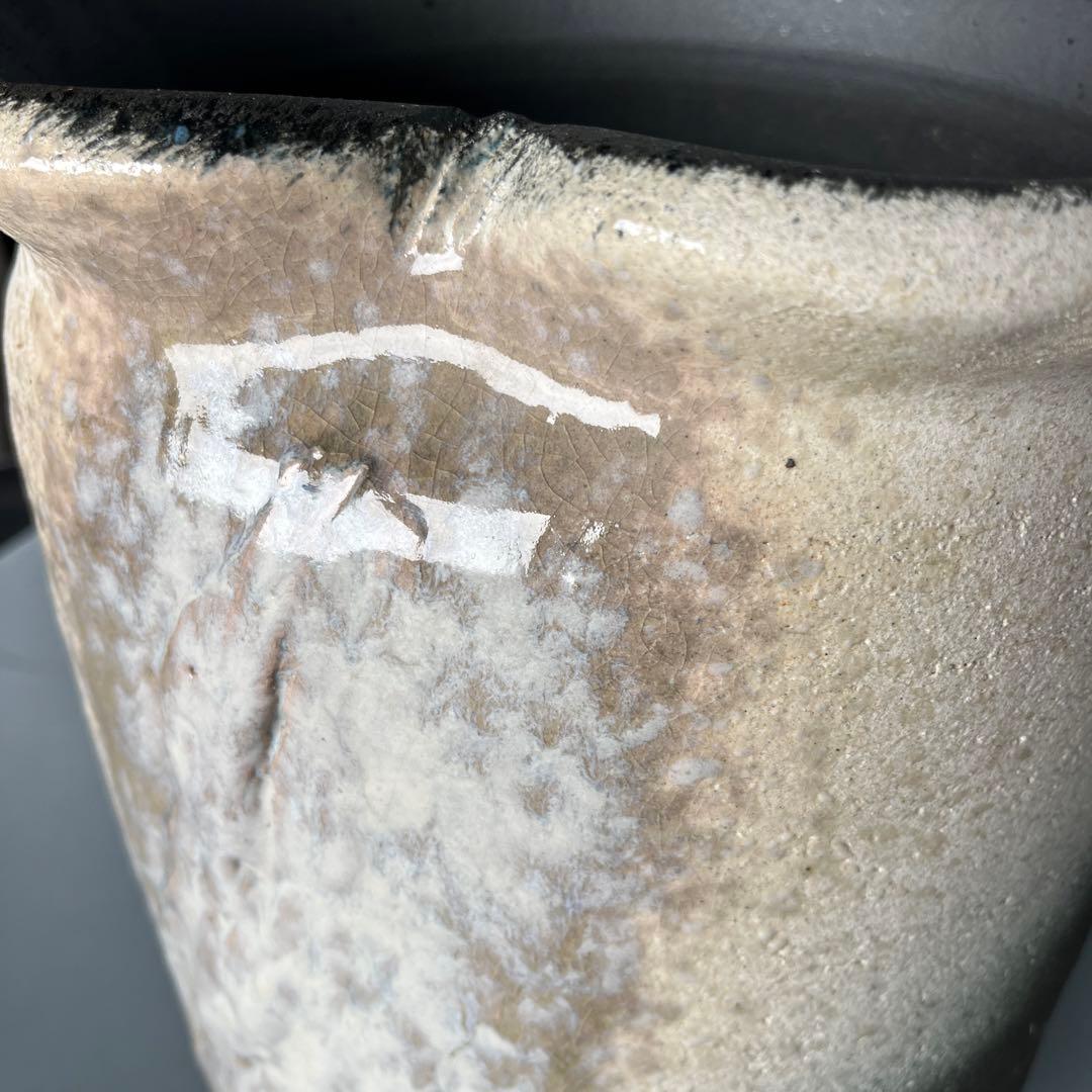 信楽焼傘立て  白釉流し 高さ45cm