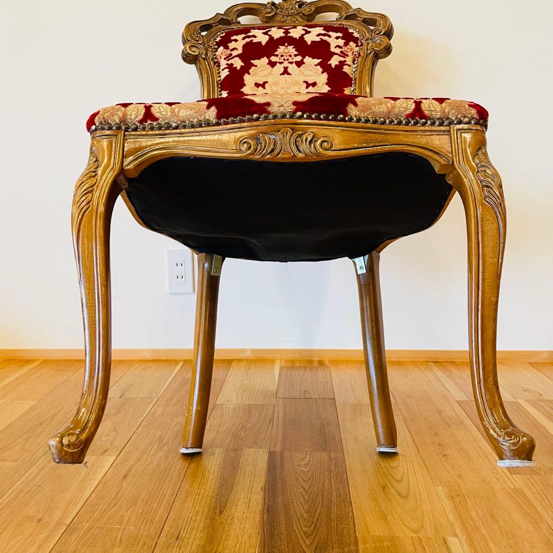 イタリア ダイニングチェア 金華山 赤 金 猫脚 椅子 ヨーロピアン ロココ ①