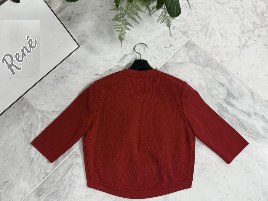 未使用級★Rene ルネ ボレロ 34 レッド ロゴプレート