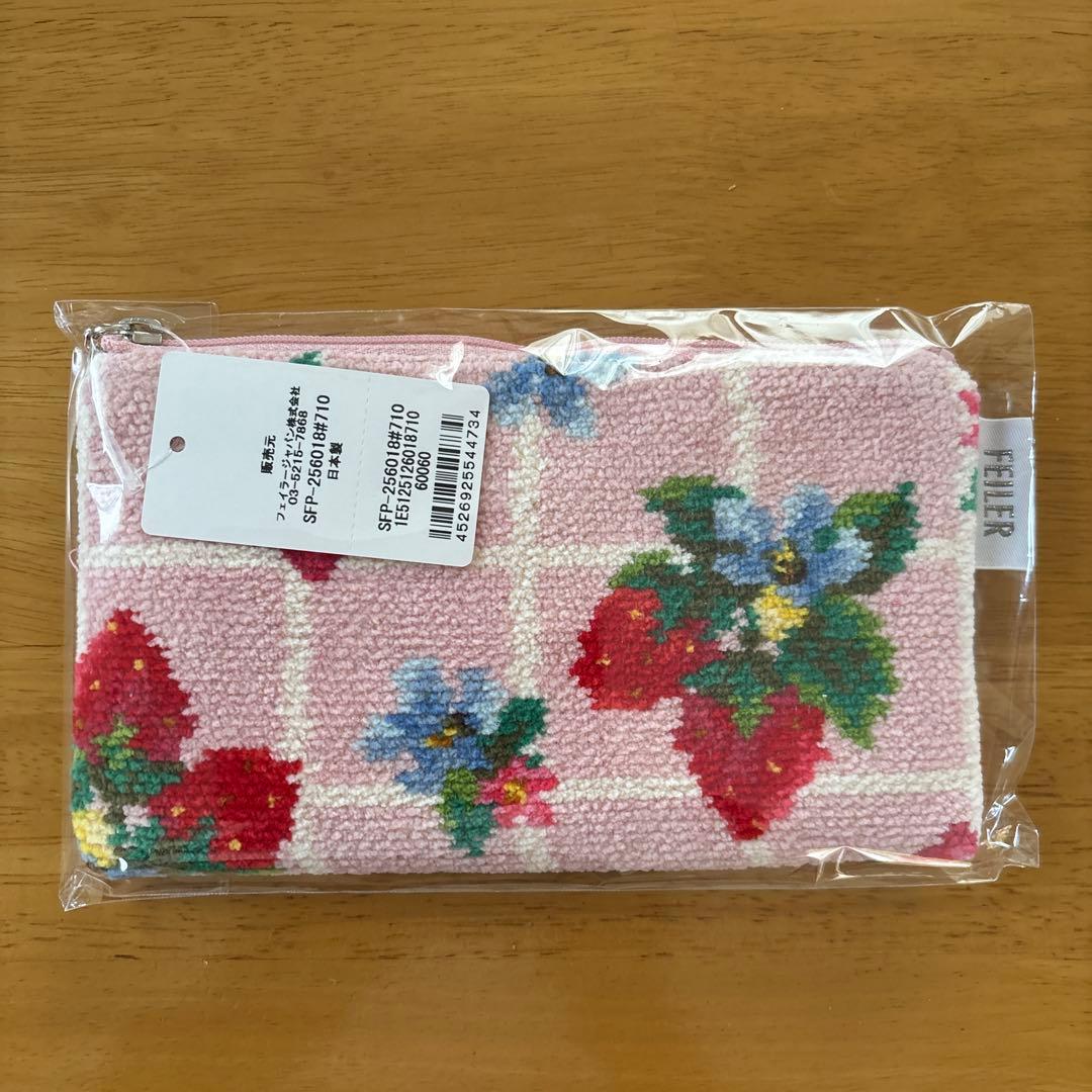 FEILER いちご柄ポーチ ピンク 新品未使用 約17.5cm x 10㎝