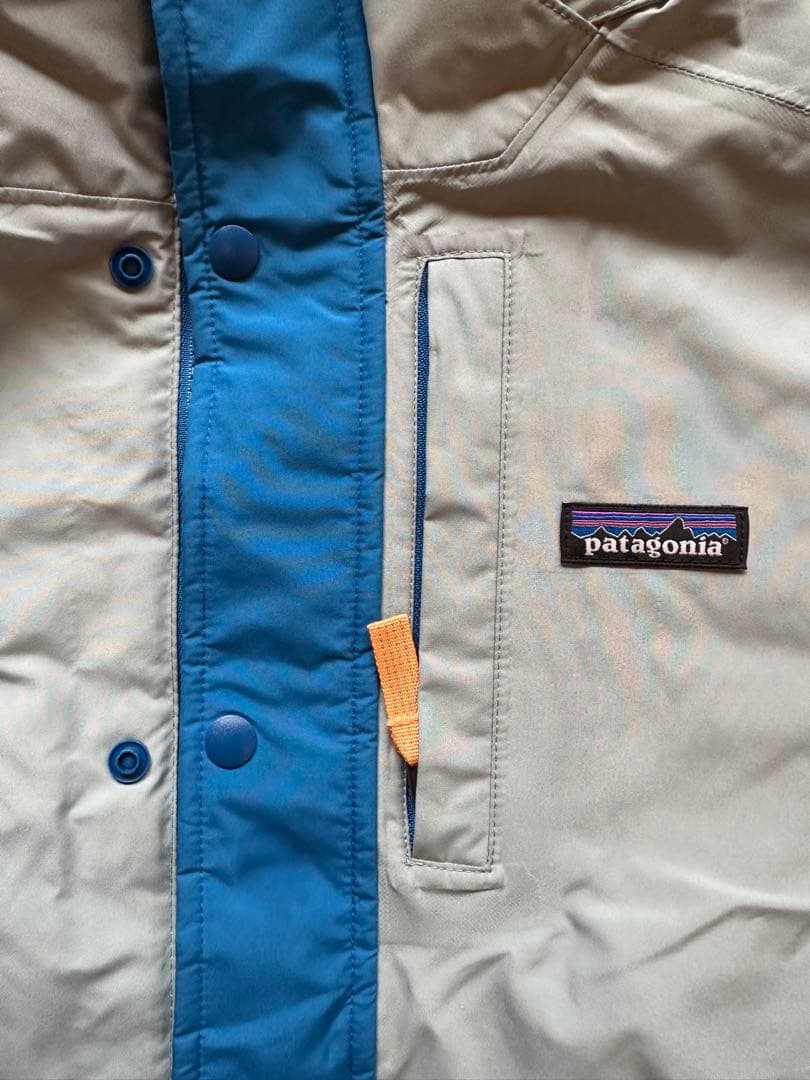 パタゴニア キッズパウダータウンスキージャケット Lサイズ 青/灰色