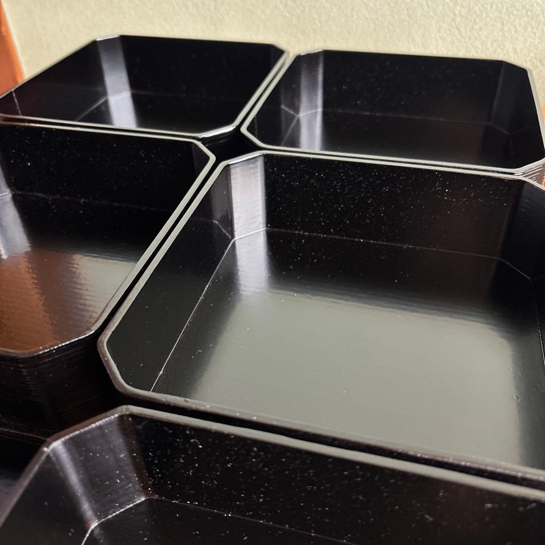 山中塗 中谷秀斉 黒一閑 五段縁高重 重箱 共箱 茶道具