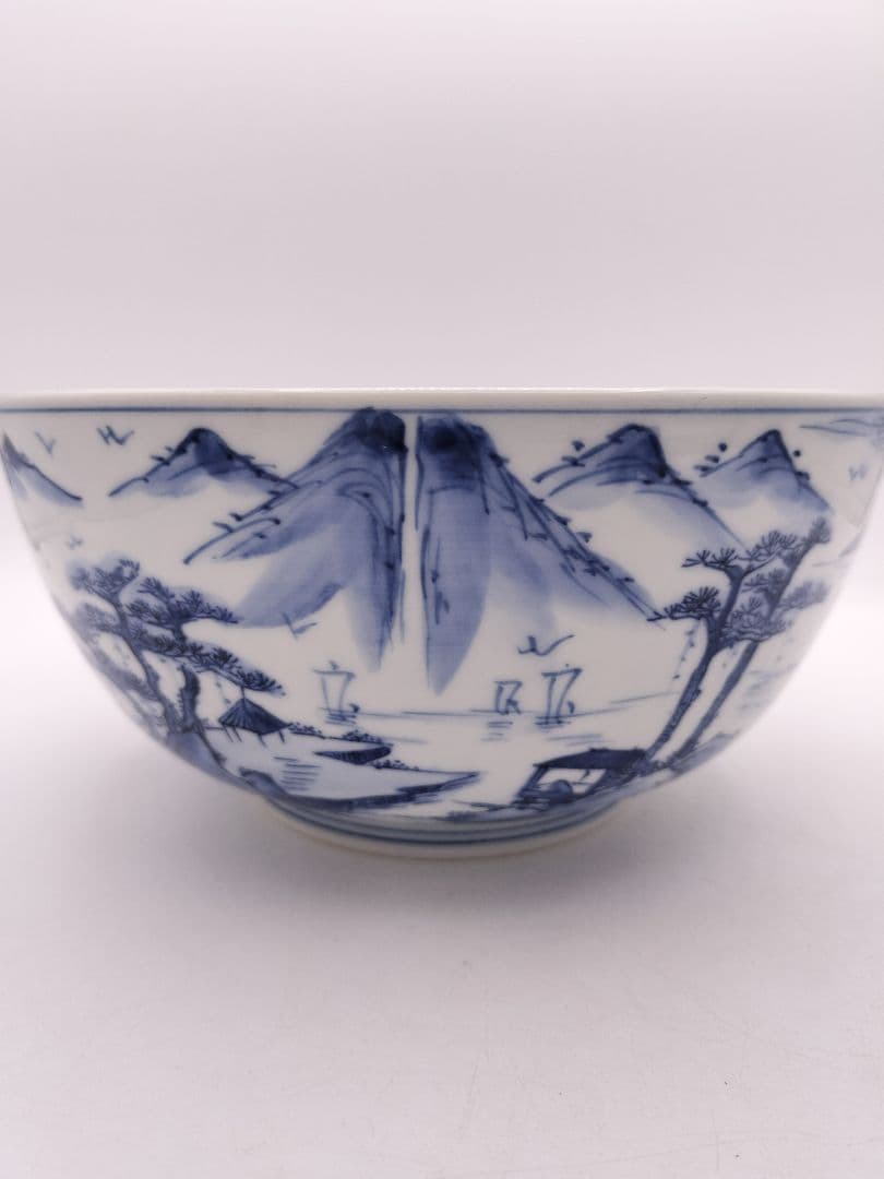 c601 菓子鉢 染付山水 川瀬白鳳 木箱 茶道具 古物