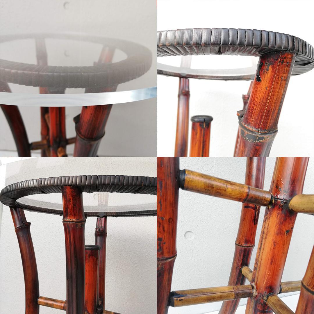 ヴィンテージ 花台 サイドテーブル バンブー 竹 飾り台 レトロ アンティーク