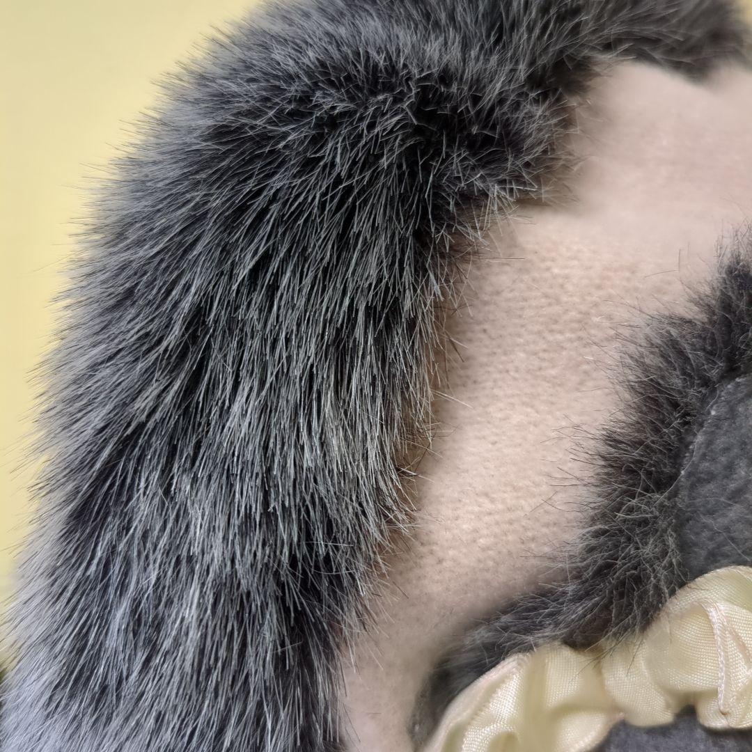 カシラ　猫デザイン ベレー帽 グレー ピンク