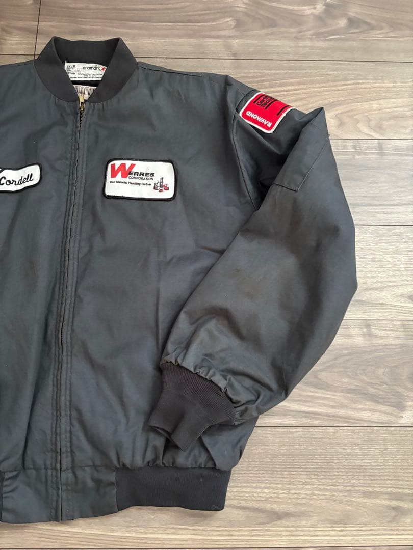 クラウン刺繍 ワークジャケットブラックLサイズピエロビンテージ