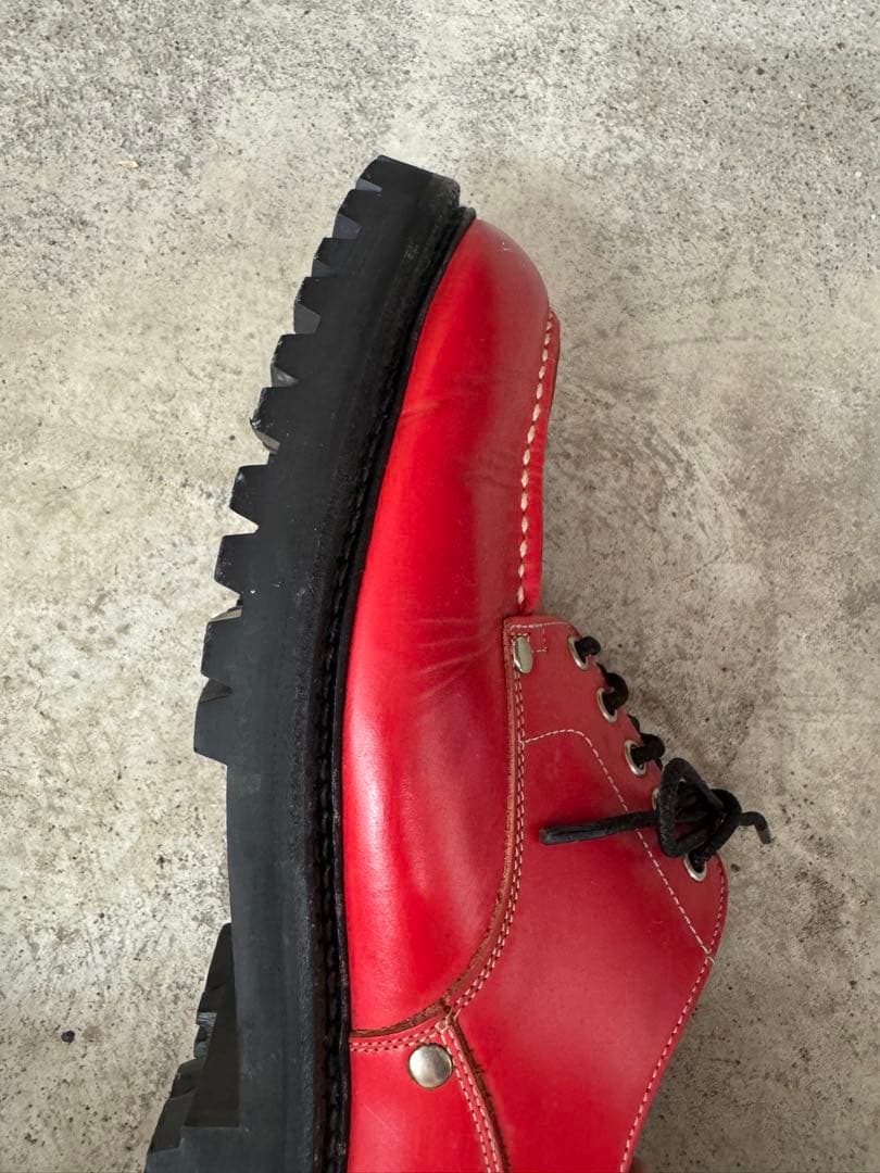 山根靴店　Ｕチップ　 レザー　２6cm　 レッド　EVISU