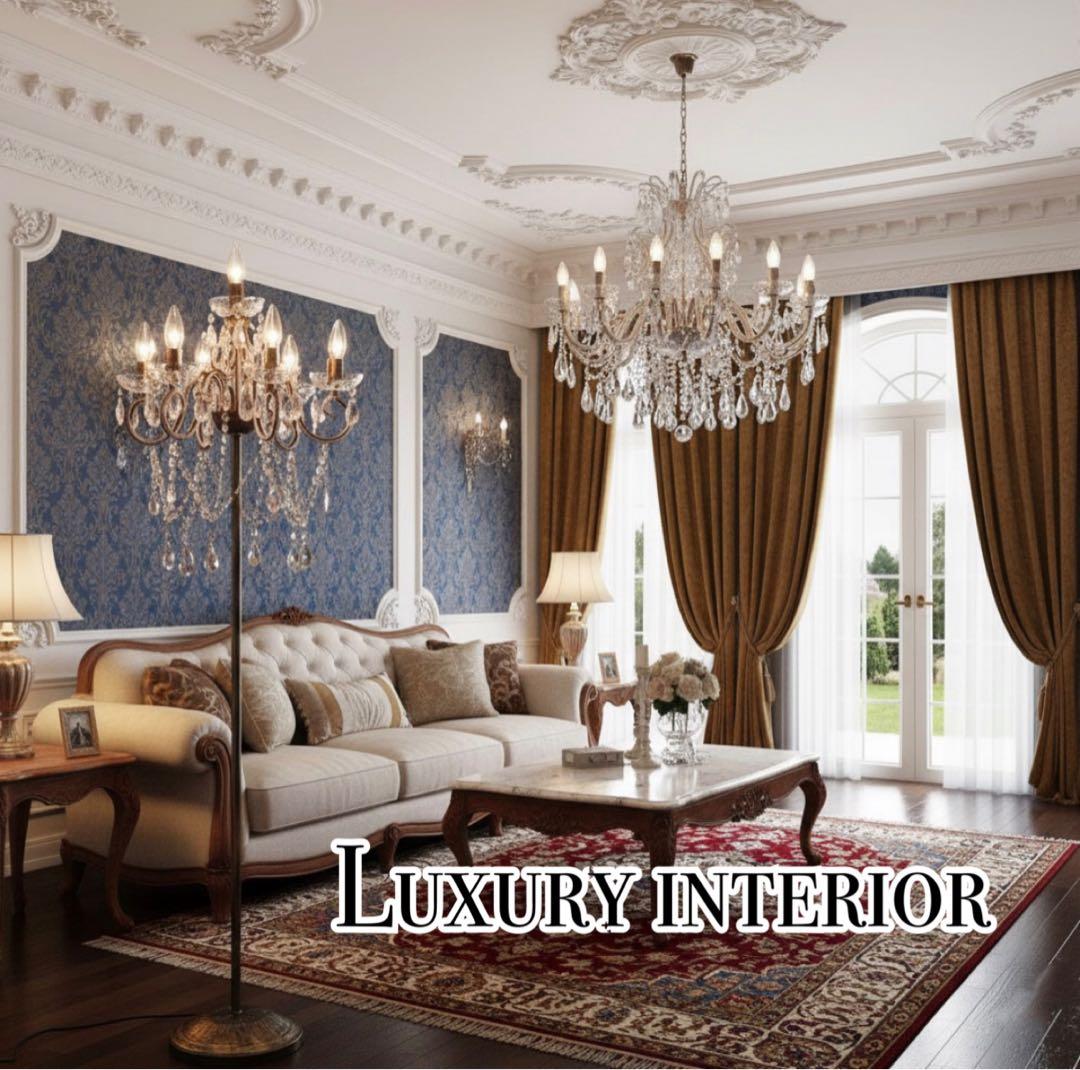 アンティークな部屋/ 7灯式 シャンデリアスタンド/ フロアランプ