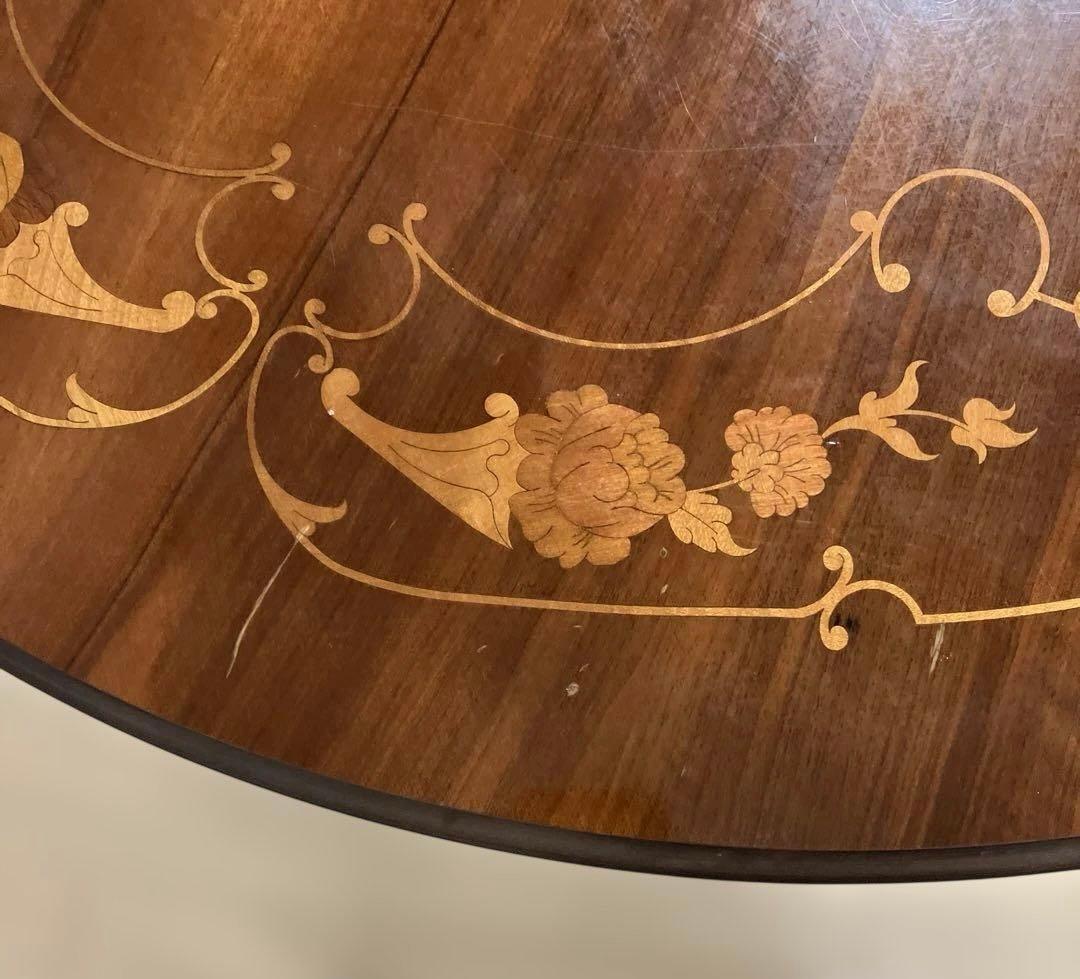 [地域限定送料無料] アンティークイタリア製象嵌猫脚ダイニングテーブル