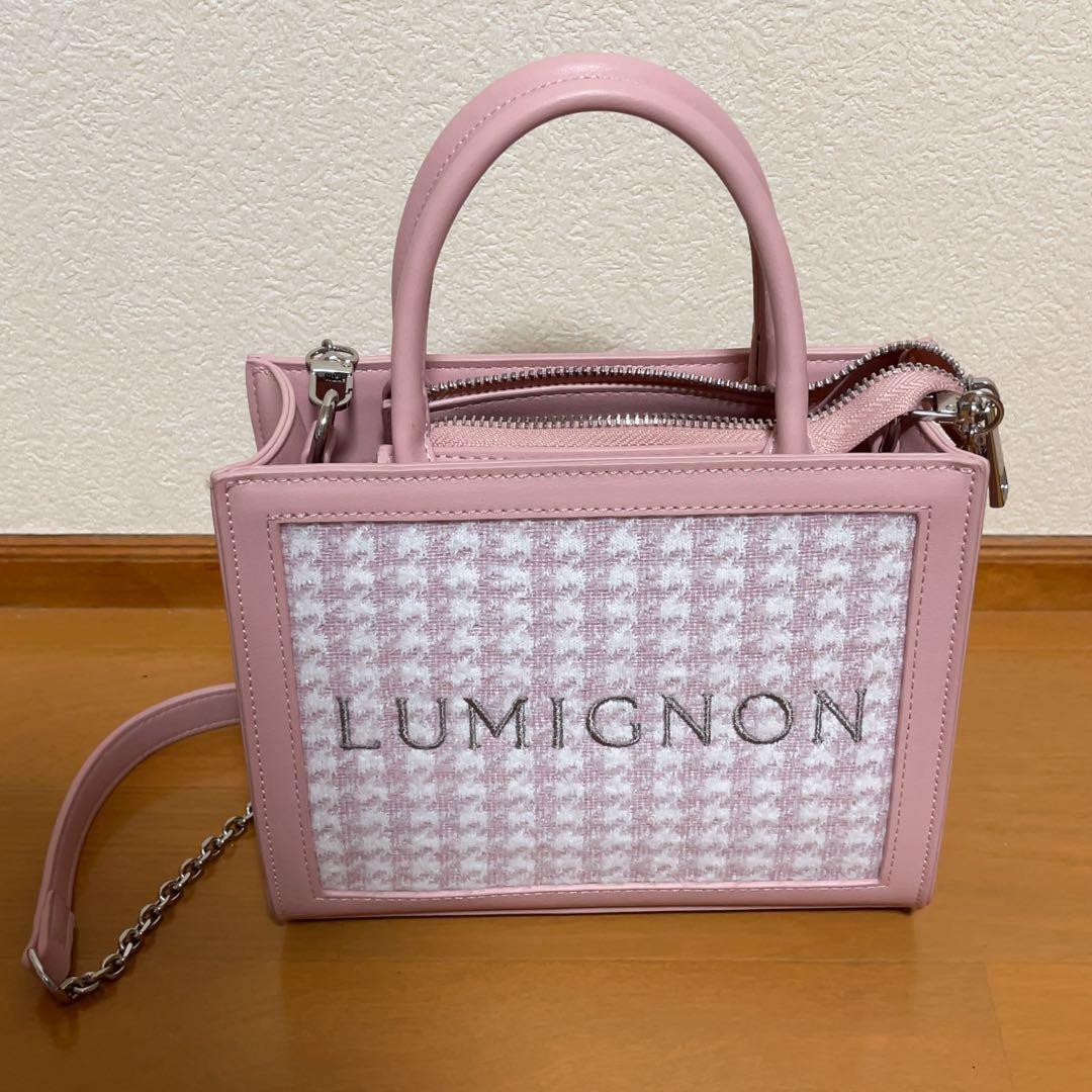 Lumignon houndstooth 2way bag ピンク ルミニョン