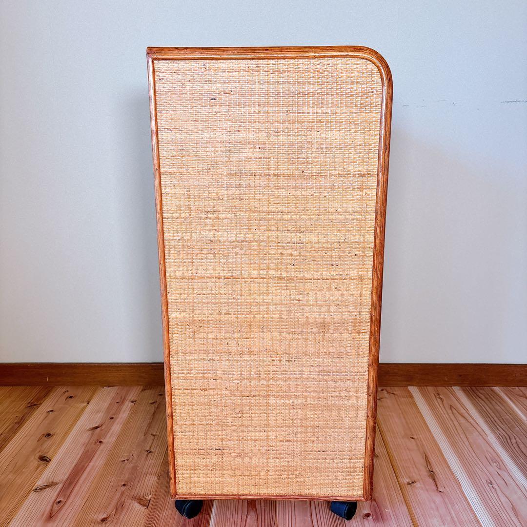 【良品】 カザマ Kazama ラタン 籐 チェスト 4段 キャスター付き