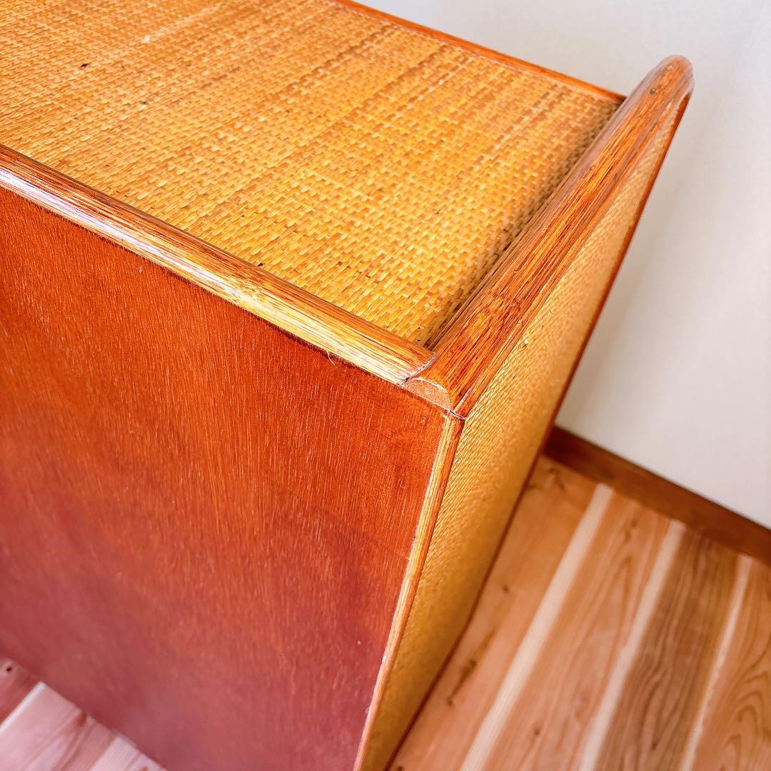 【良品】 カザマ Kazama ラタン 籐 チェスト 4段 キャスター付き