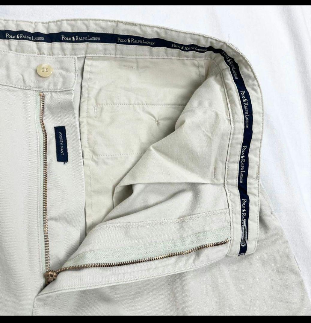 W34L32 90sポロバイラルフローレン ツータックチノパン オフ白 ポロチノ