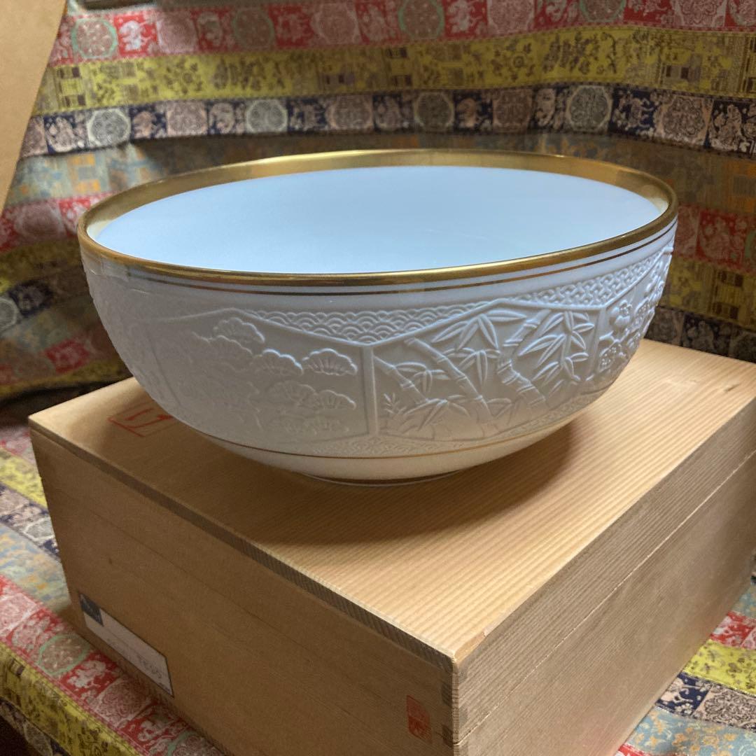 未使用　レア　乃りたけ　松竹梅盛鉢　20.7×9.3cm エンボス加工　木箱付