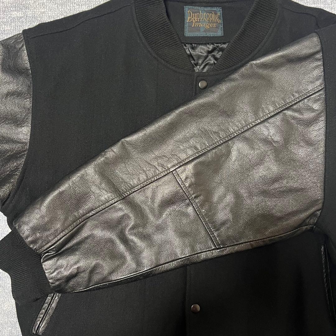 本革 スタジャン レザージャケット ウール ブラック キルティング XL