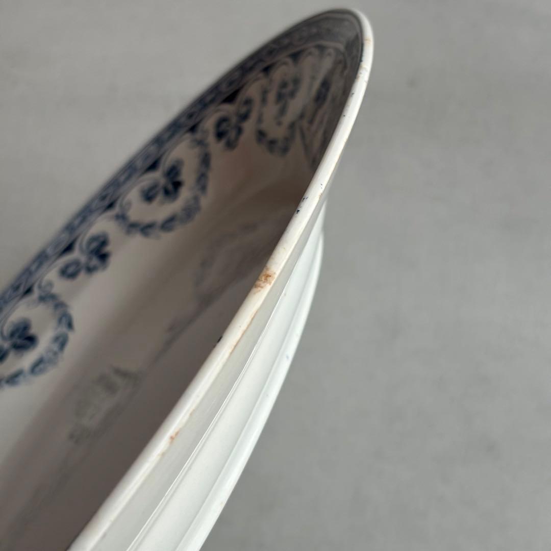 美品 フランスアンティーク サンタマン 宝石ようなガーランドが美しいオーバル大皿