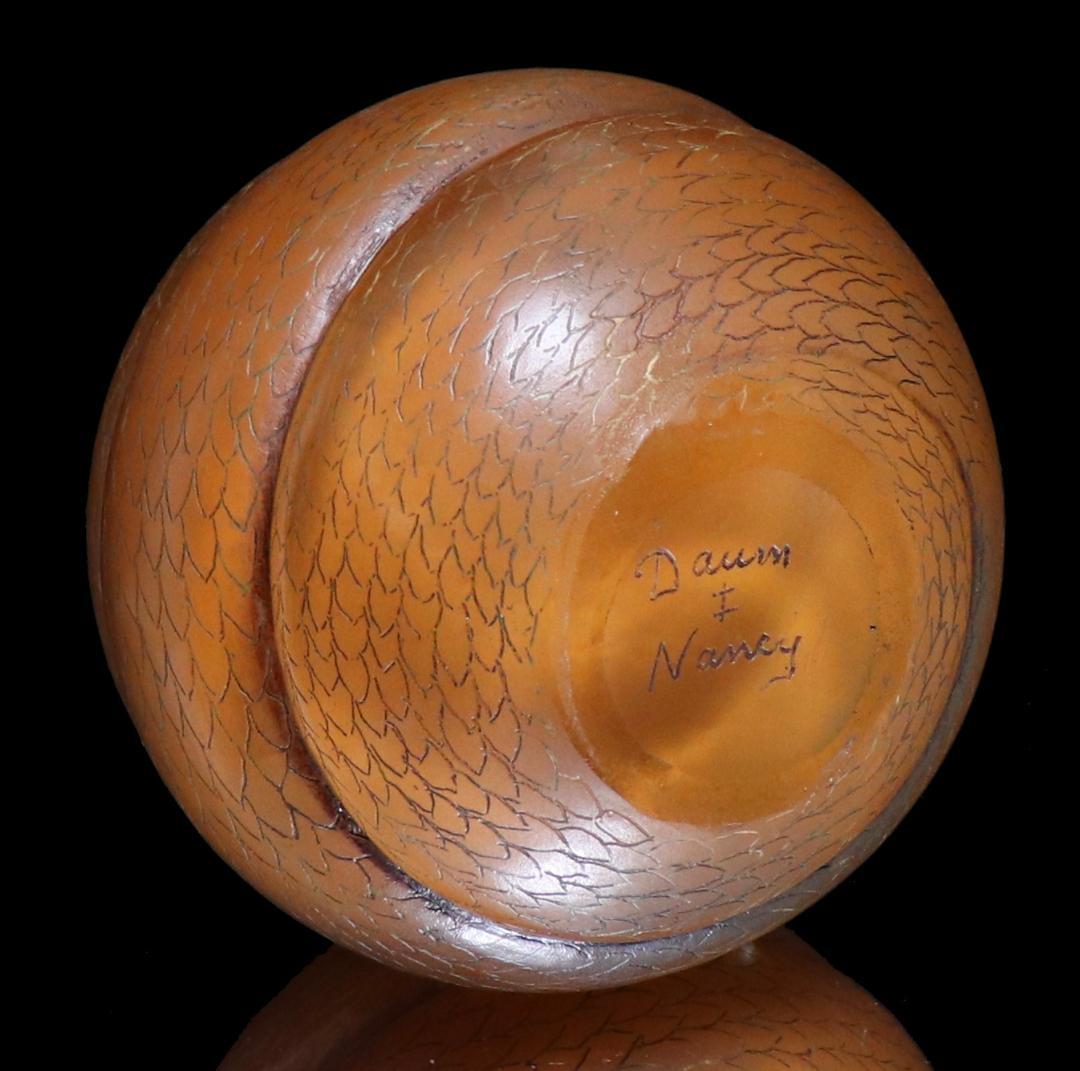 美術館級!!ドーム・ナンシー とぐろを巻いた蛇球体型壺 橙色花瓶 スネーク 丸型