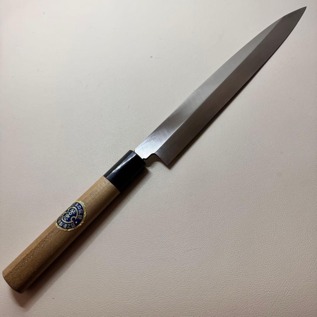 240mm 銀三本焼　柳刃包丁　クリ柄 和包丁。