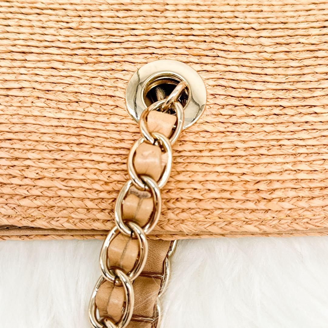 美品✨ ヘレンカミンスキー ラフィア　かごバッグ　チェーンショルダー レザー