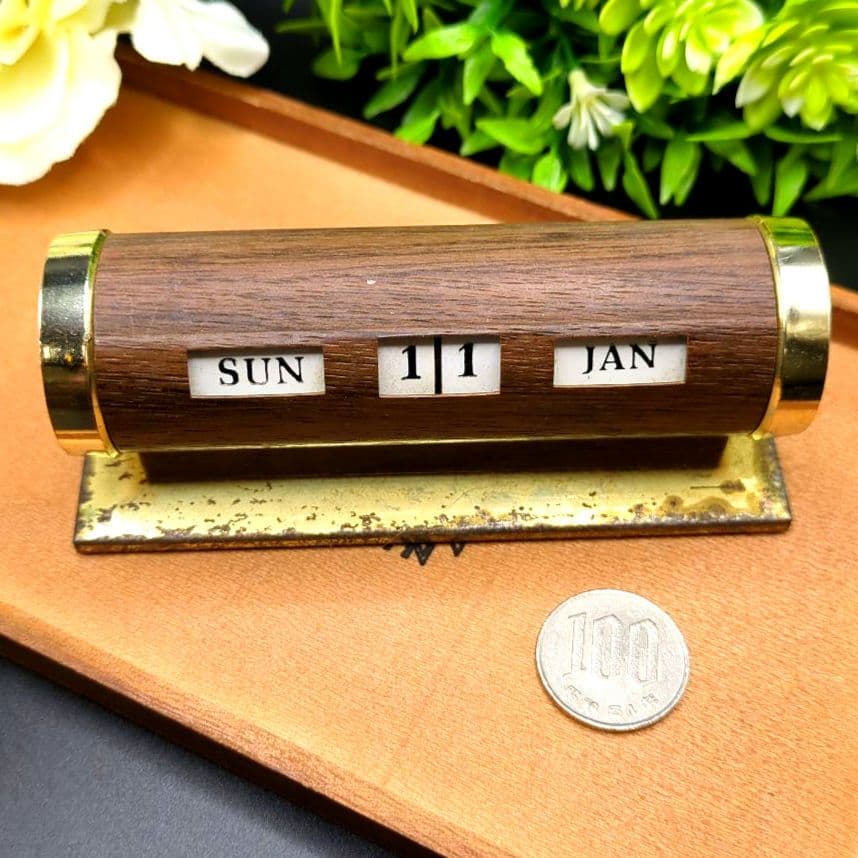 回転式 パークシャーマン デスクカレンダー 木目調 ヴィンテージ レトロ