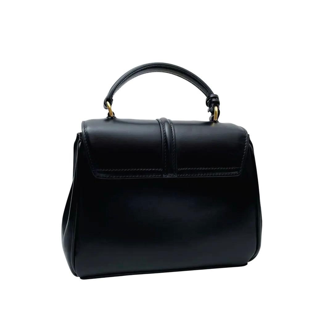 美品 セリーヌ セーズ16 スモール ミニ ハンド ショルダーバッグ ブラック.