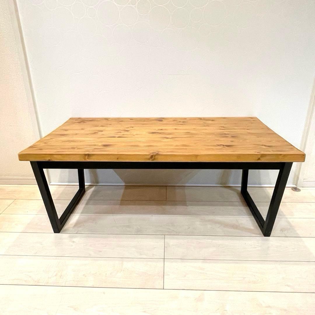 【LOWYA】ロウヤ 天然木 センターテーブル アイアン脚 インダストリアル