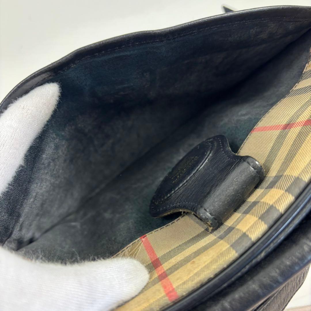 レア　バーバリー ショルダーバッグ ノバチェック シャドーホース　ホースロゴ　黒