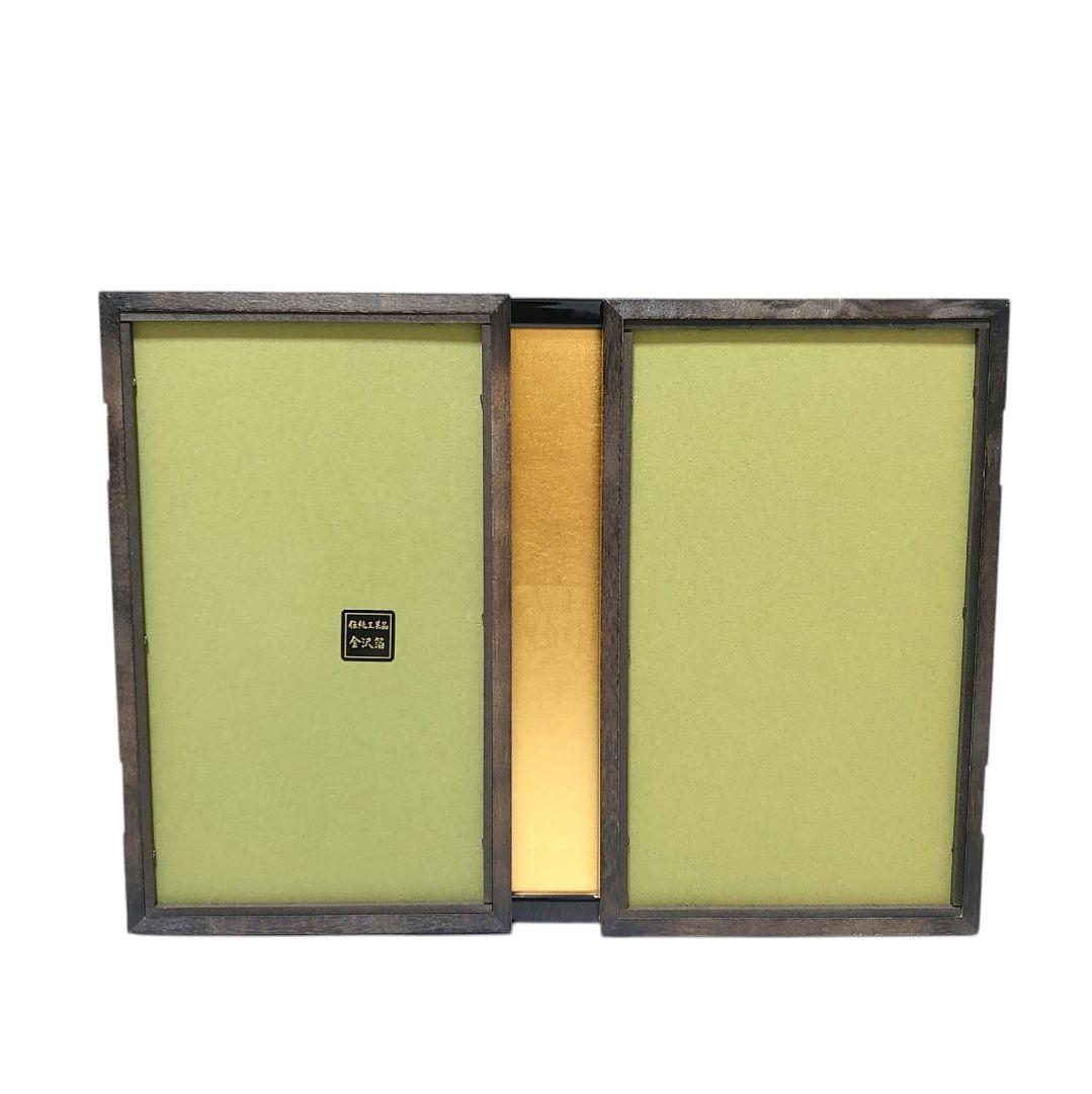 金沢箔 金屏風 三曲 木製 黒枠 逸品飾り 伝統工芸品