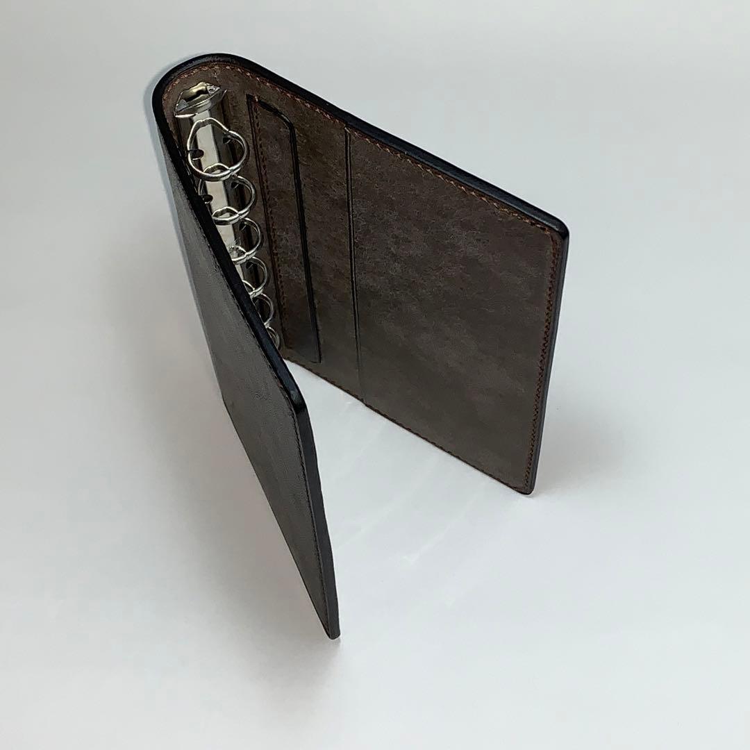 本革総手縫イタリアンレザーミニ6システム手帳ポケットペンホルダー付(マルゴー等)