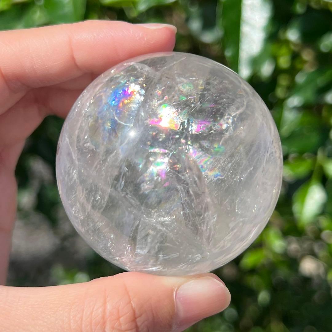 ✳️超極上キラキラ丸玉✨高透明度＆激ヤバレインボー✨虹 ヒマラヤ水晶 丸玉