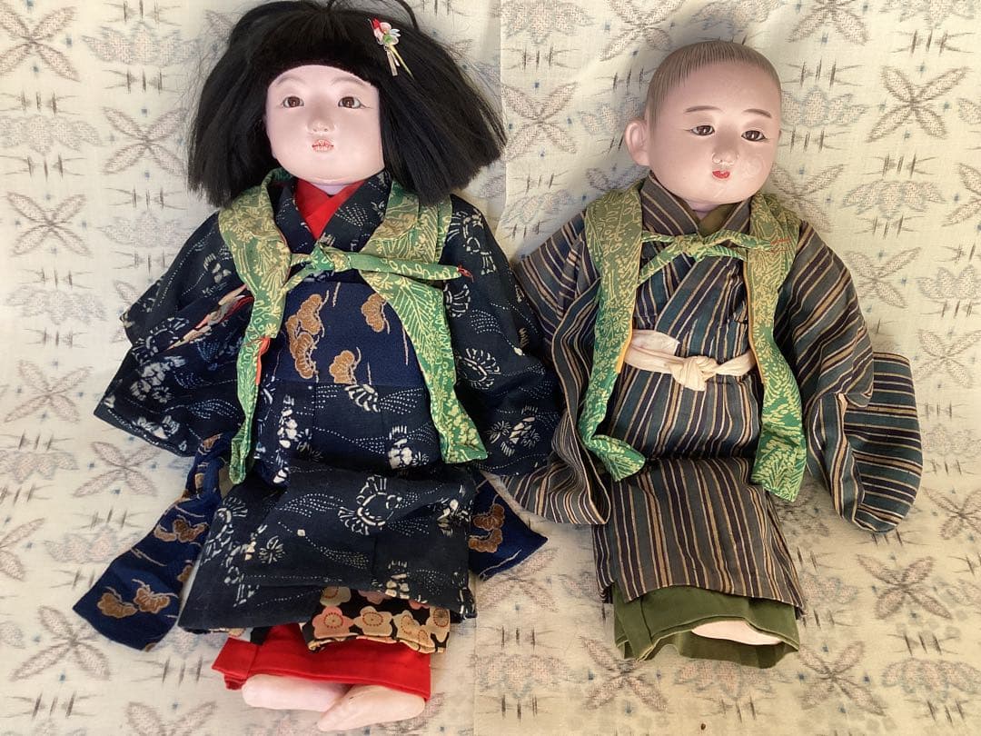 市松人形 松菊　竹取物語　抱き人形　アンティークドール　ビスクドール　40cm