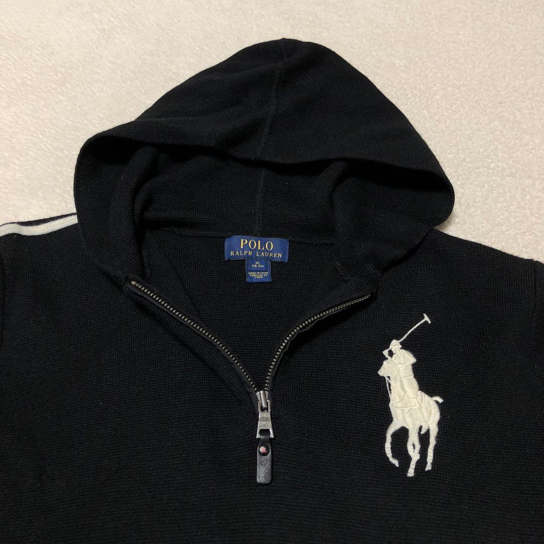ラルフローレン　ハーフジップ　ウールニット　ビッグポニー刺繍ロゴ　XL18-20