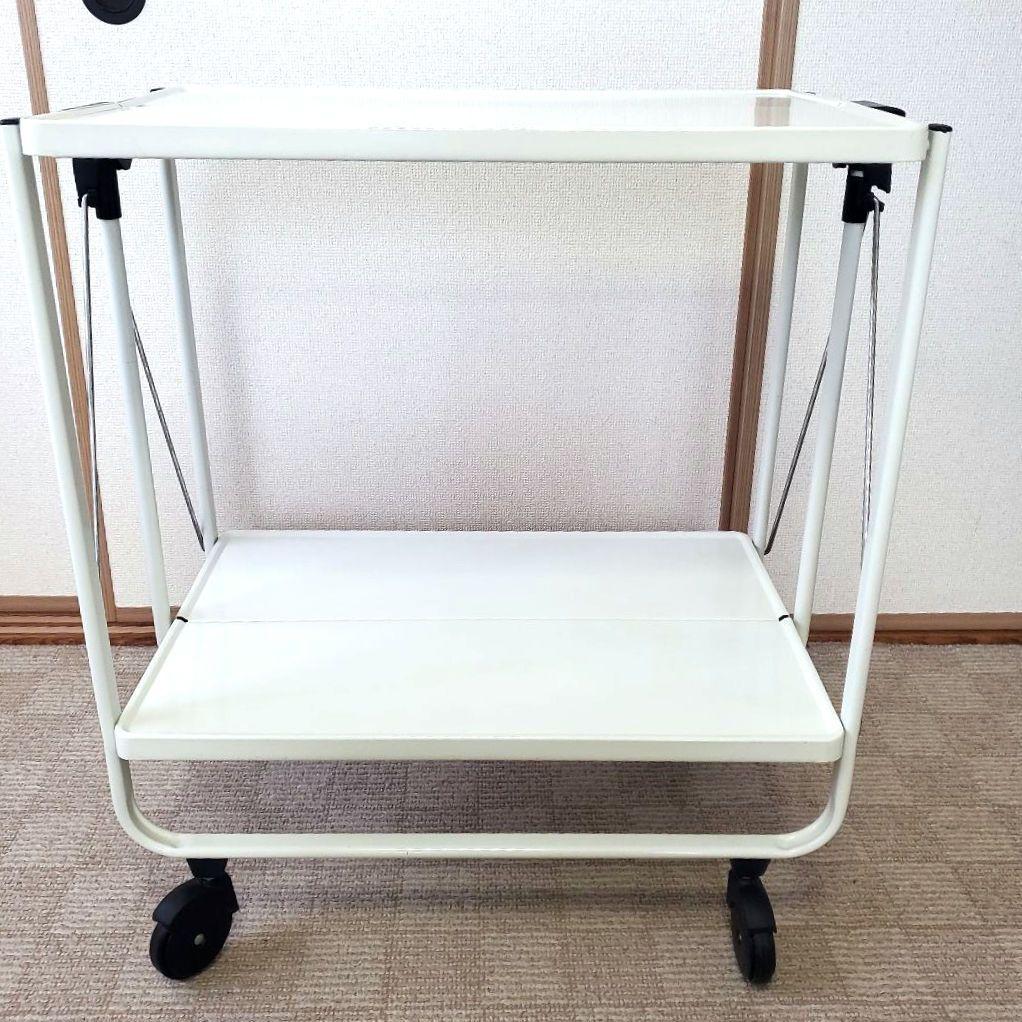 ライフハイト 折りたたみ式 サイドカート キッチンワゴン ホワイト キャスター付
