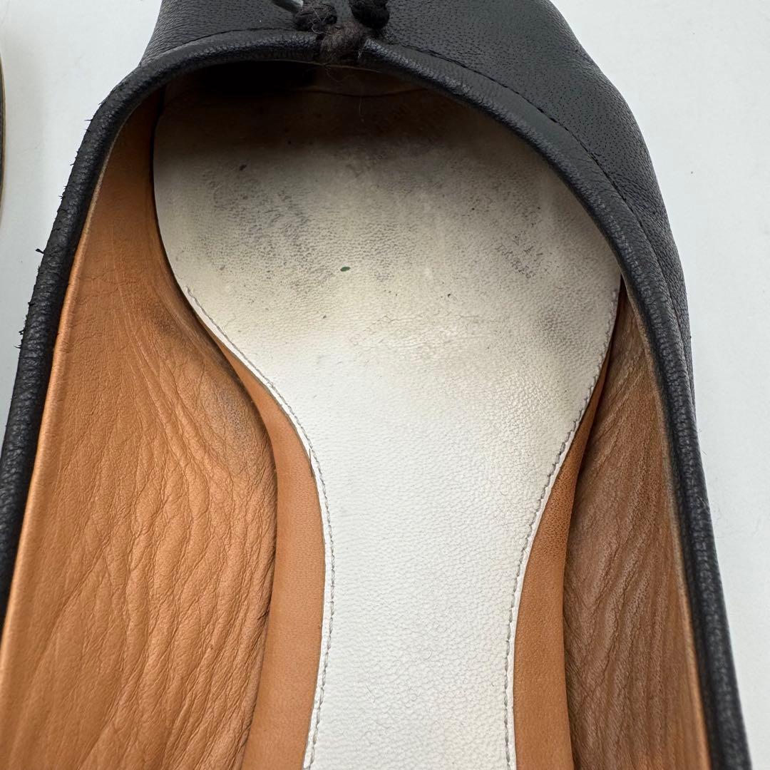 マルジェラ　足袋　フラット　ブラック　レザー　サイズ36