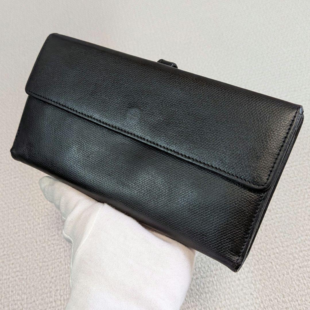 最終価格　シャネル　黒　Wホック長財布　カーフスキン　チェーン　ショルダー