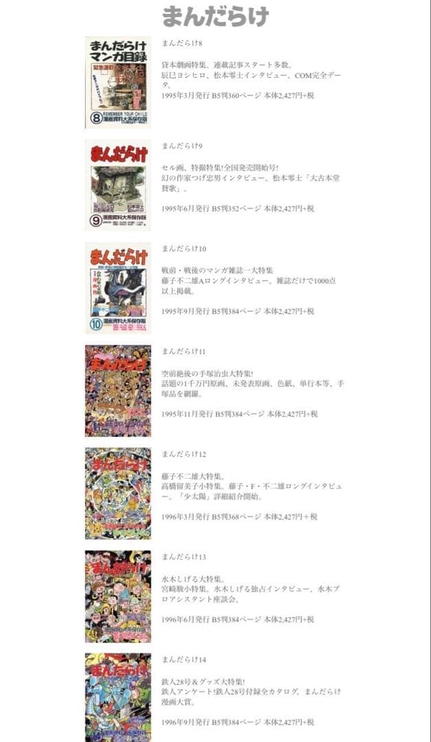 【レア】まんだらけ　漫画目録×創刊号～22号　全22冊コンプリートセット　資料本