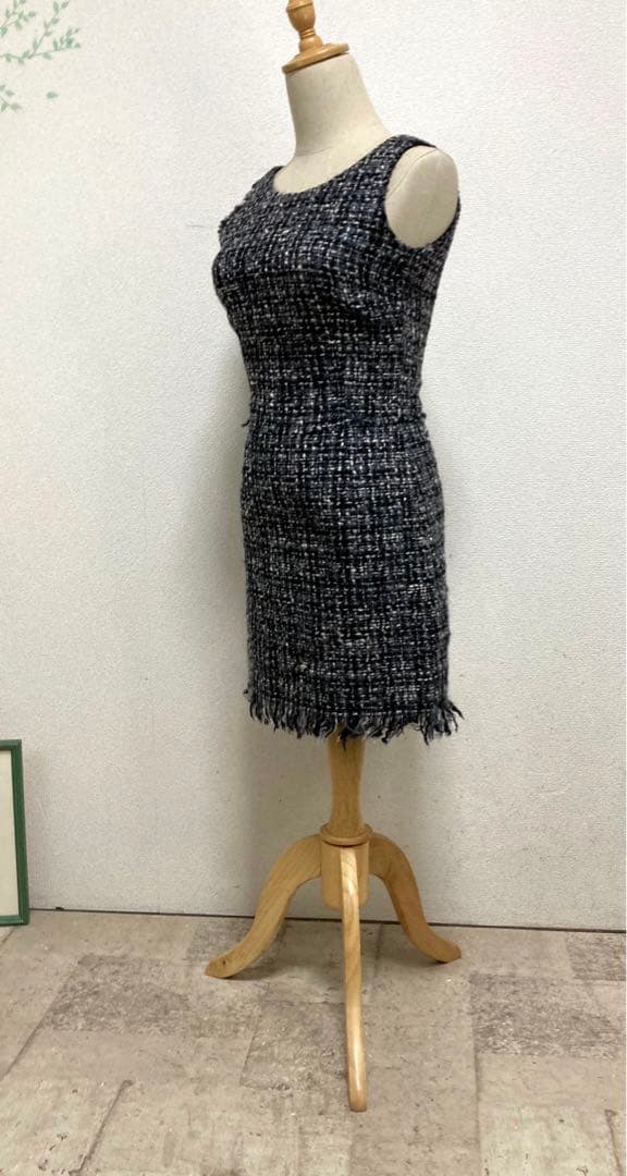 ドルチェ&ガッバーナ　ツイードワンピース　裏地ひょう柄 36 黒　パーティー