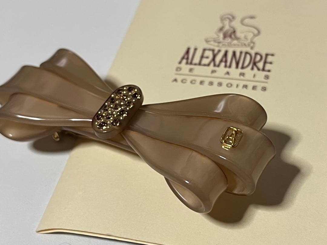 ALEXANDRE DE PARIS ベージュリボンヘアクリップ
