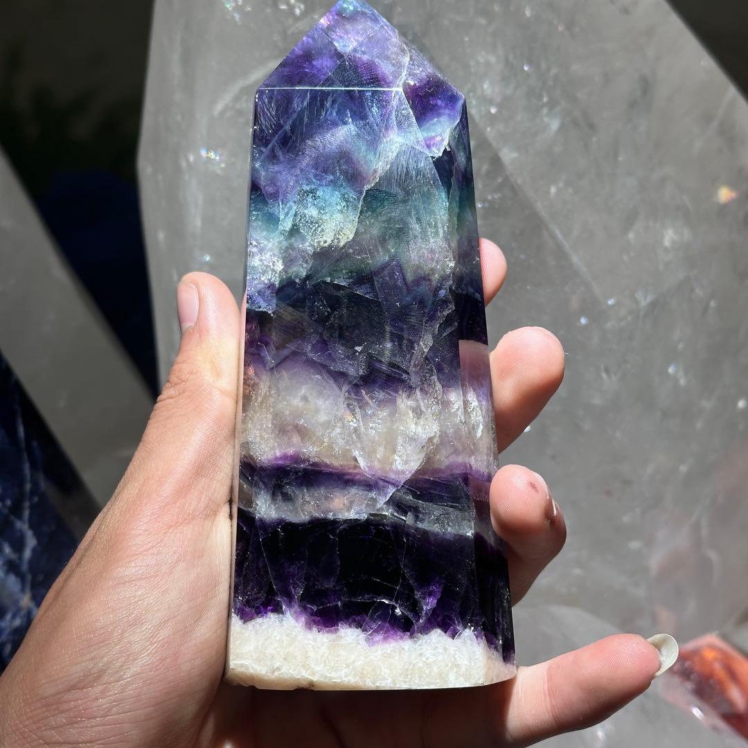 天然石 フェザーフローライトのポイント　置物G.138